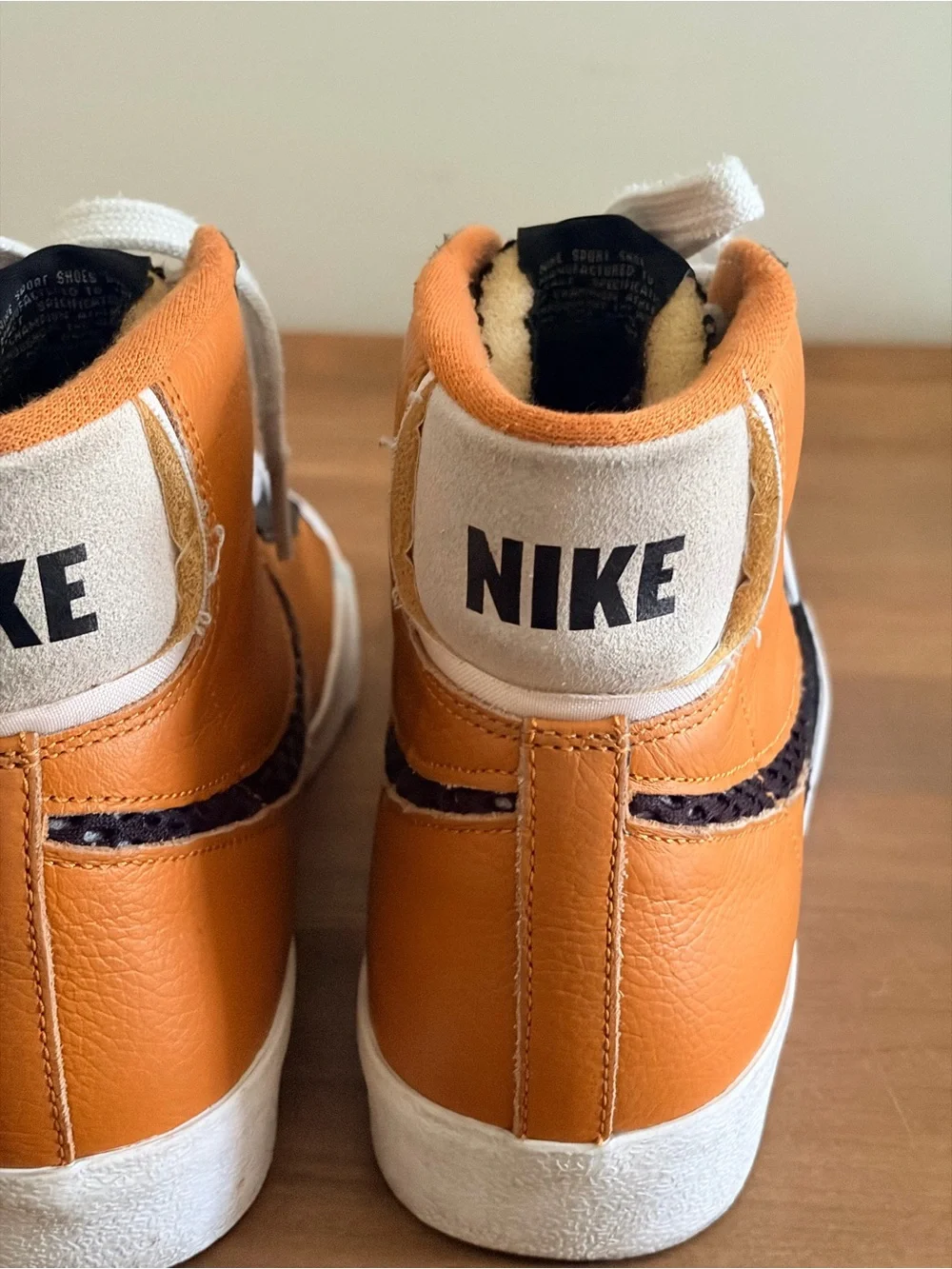 Nike By You Blazer Mid ‘77 Custom Leather Sneakers Men’s US 9 Orange Black Suede